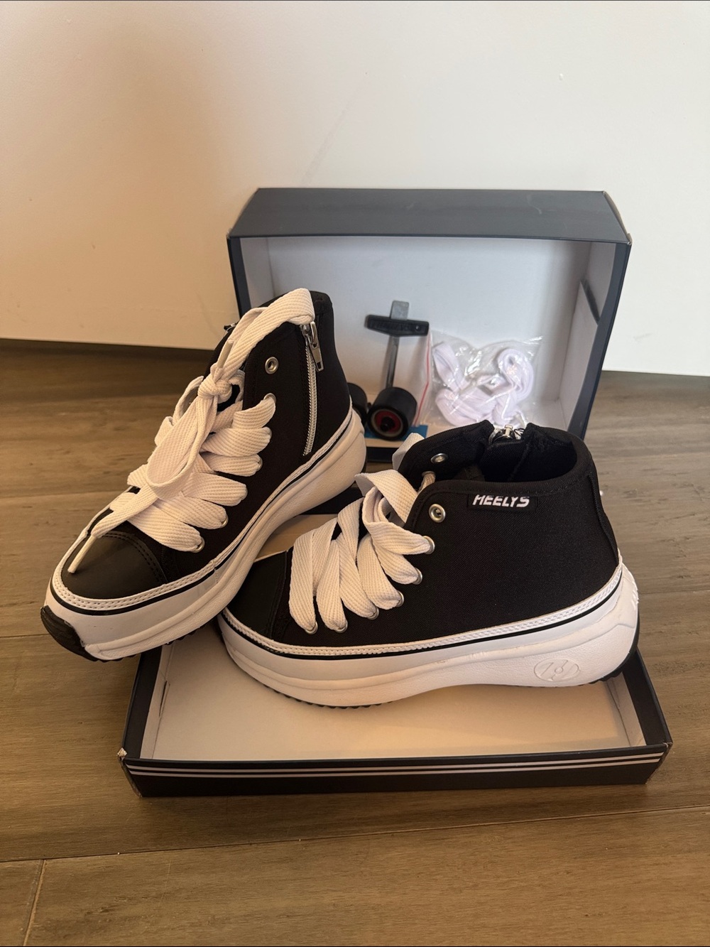 Heelys Kids Black and White High-Top Roller Sneakers